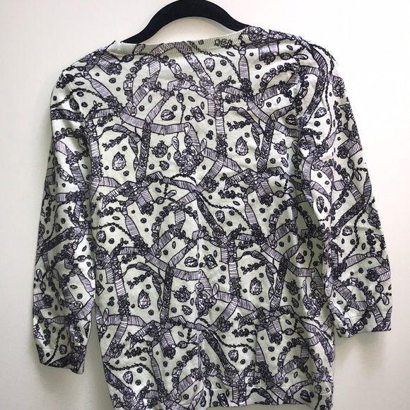 |Ann Taylor| Green Black Jeweled Print Sweater - Picture 2 of 7